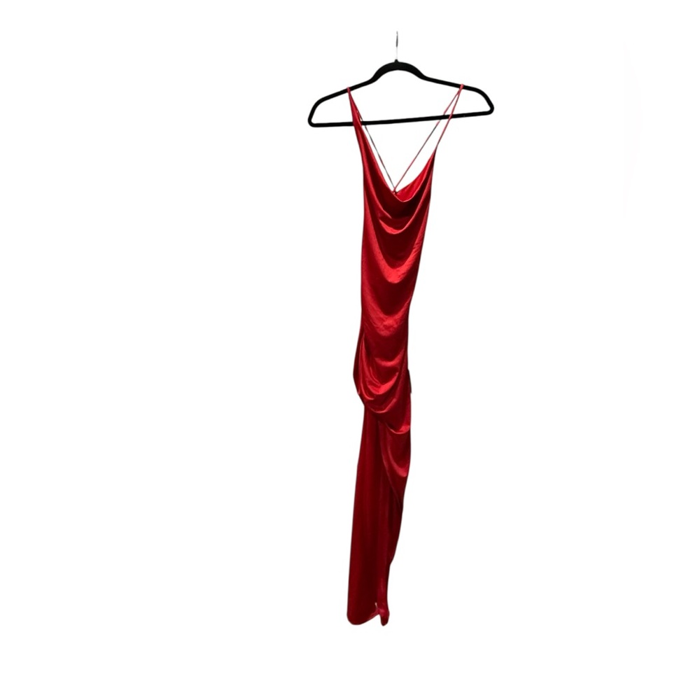 Lulus Stunning Perception Red Slinky Lace-Up Maxi Dress Small NEW NWT - Picture 5 of 6